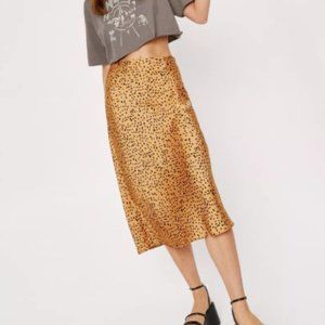 ⭕️ BOGO! Satin Leopard Print Midi Skirt